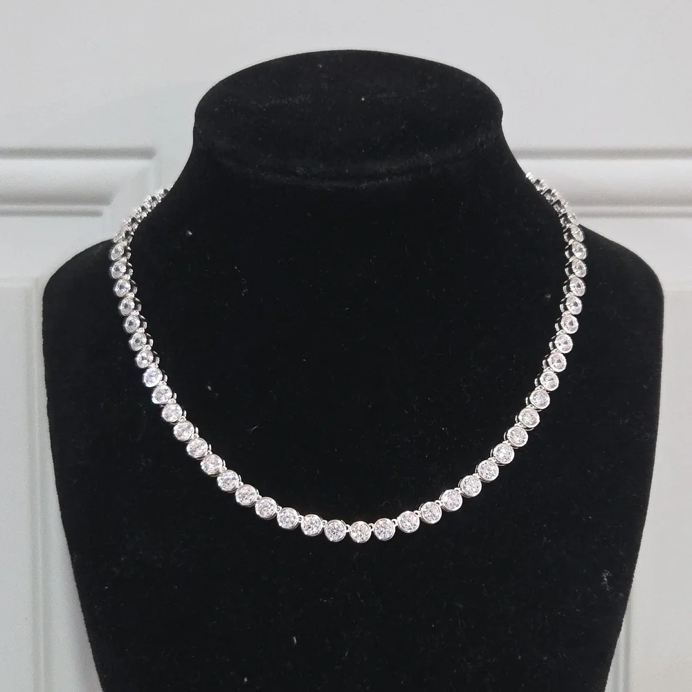 💎▪️ Camila Coelho▪️ Beautiful  Silver Tone Cubiz Zirconia 15in  Necklace